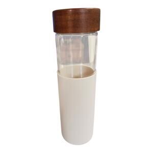 NEW 16 oz. Neutral Water Bottle with Wooden Cap and Silicon Grip Protector